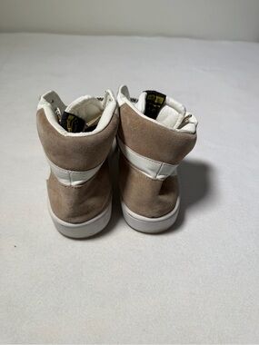 Women’s High-Top Suede Sneakers in Beige and White